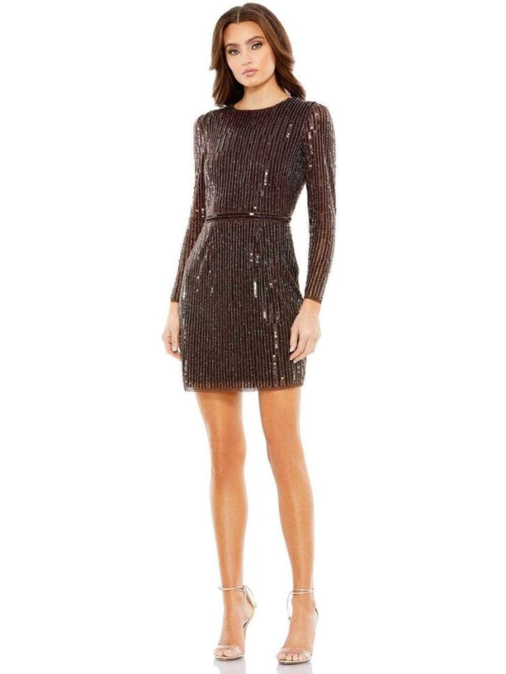 Mac Duggal espresso Sequined Cocktail Dress Size 4